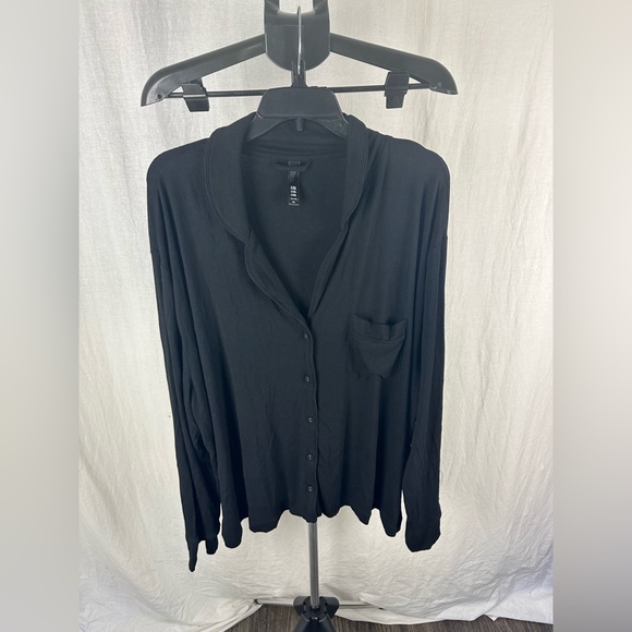 Skims SOFT LOUNGE LONG SLEEVE BLACK SLEEP TOP Size 4X (26-28)NWT - Picture 8 of 17